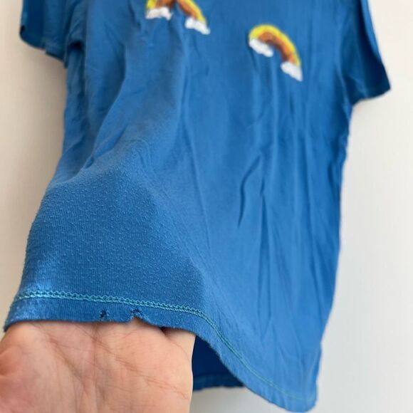 Urban Outfitters Truly Madly Deeply Blue Double Rainbow Graphic Tshirt Size Medi - Picture 7 of 10